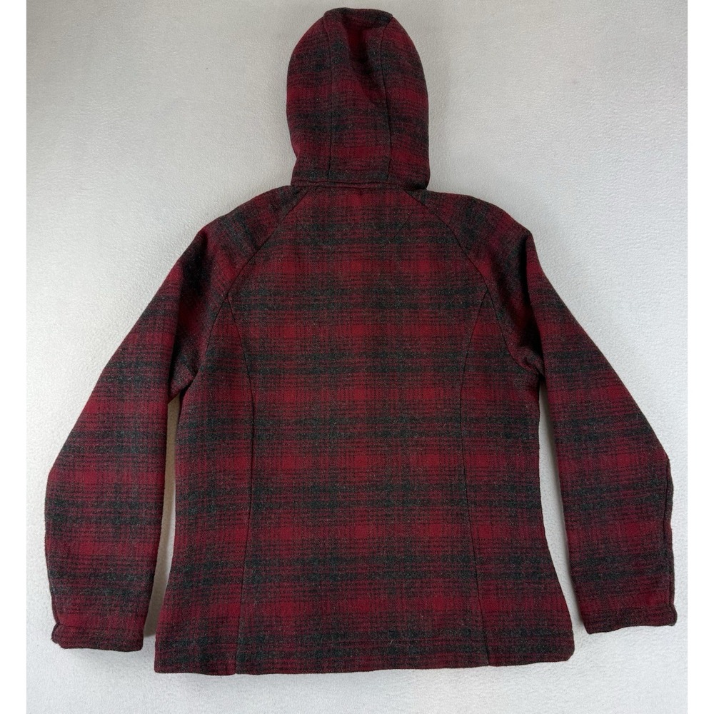 Woolrich Check Plaid Wool Blend Hooded Jacket Women's Size Medium 15123 - Picture 11 of 13